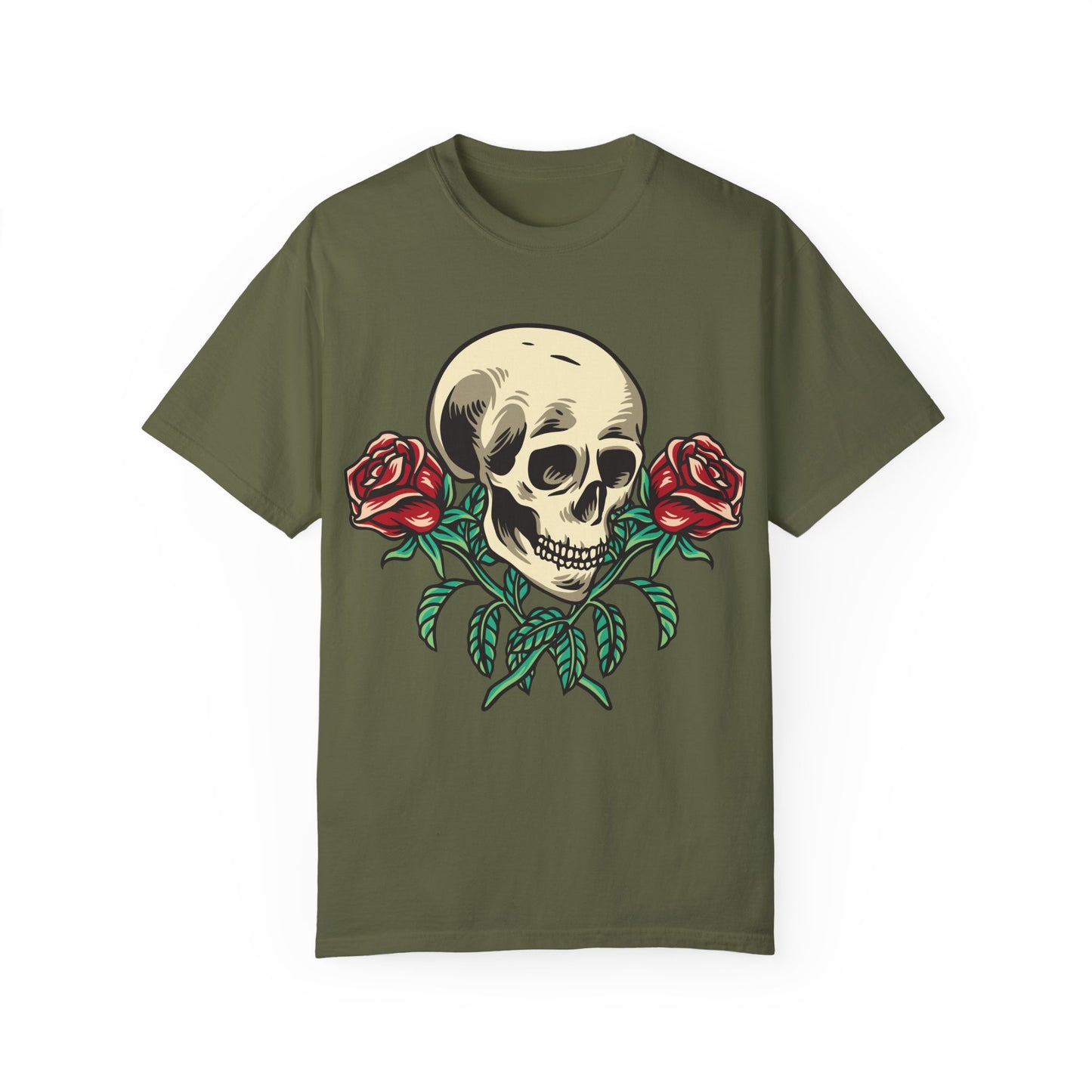 Skull and Roses - Unisex Garment-Dyed T-shirt