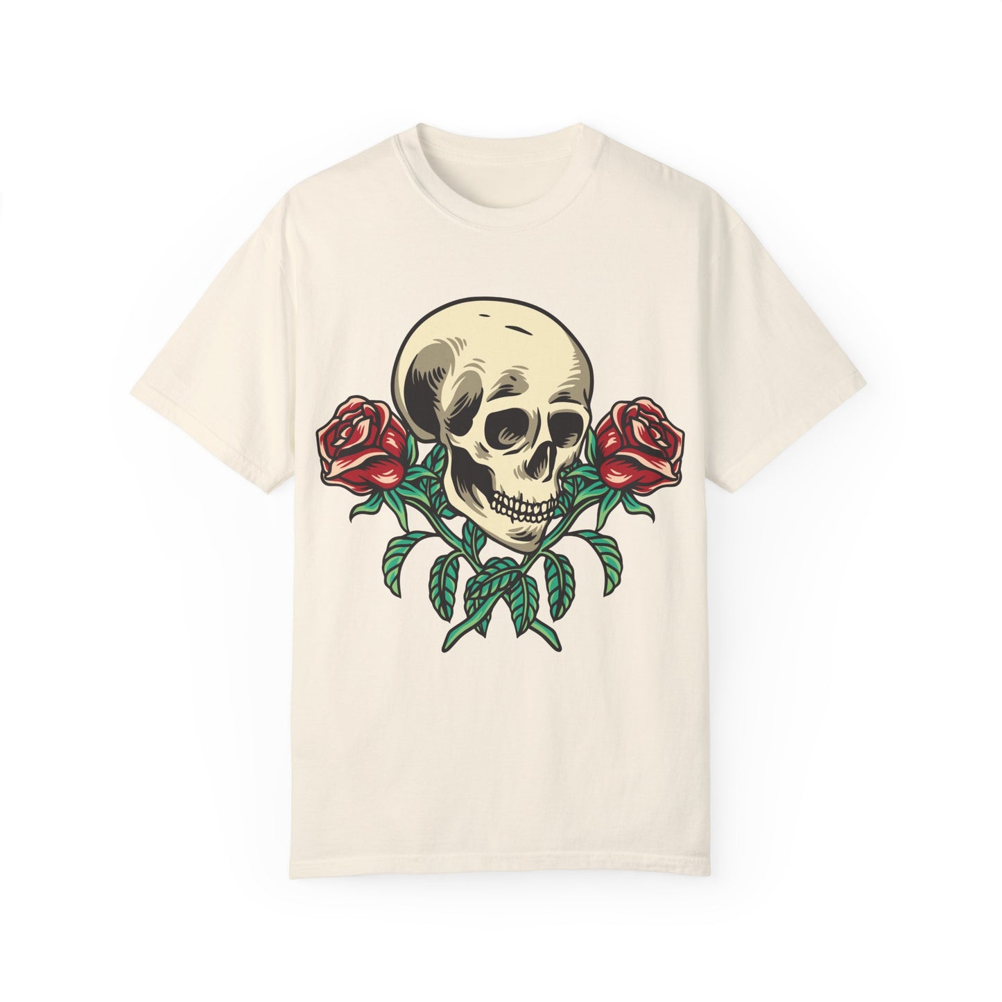 Skull and Roses - Unisex Garment-Dyed T-shirt