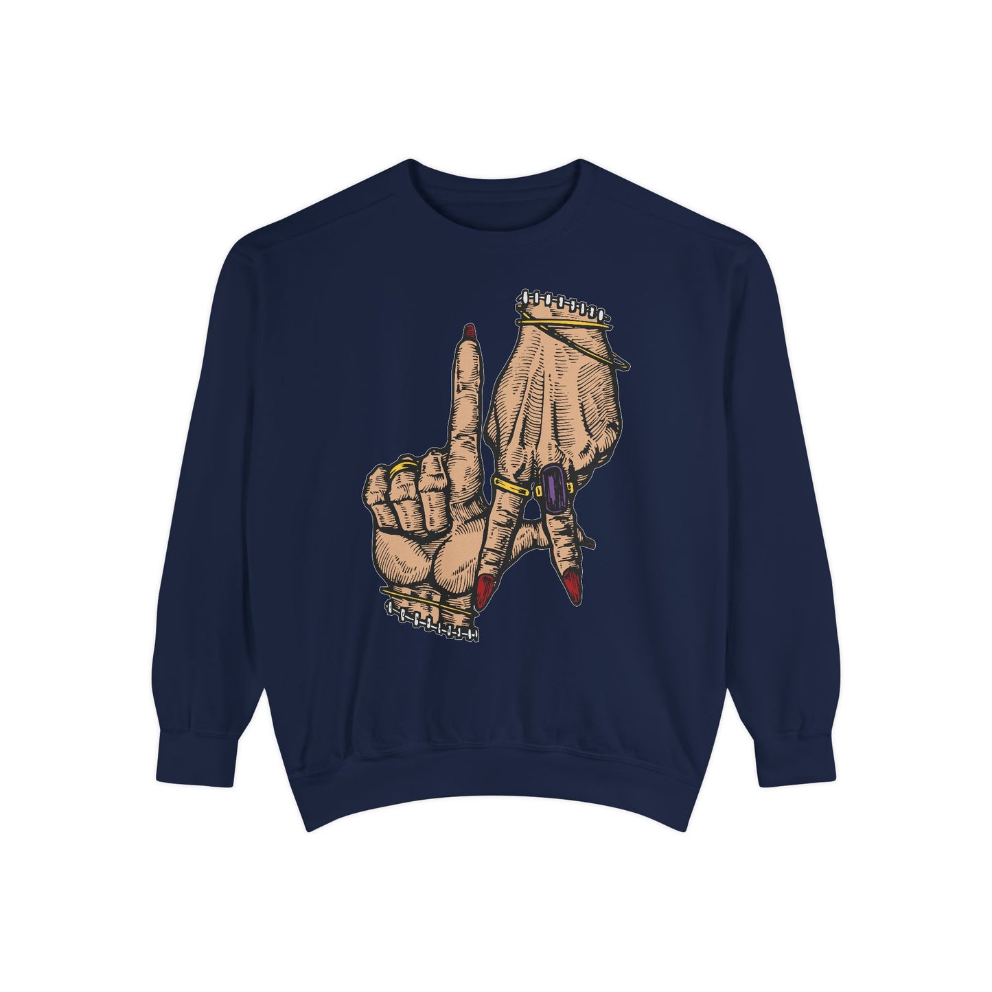 Unisex Garment-Dyed Sweatshirt with Bold Hand Design