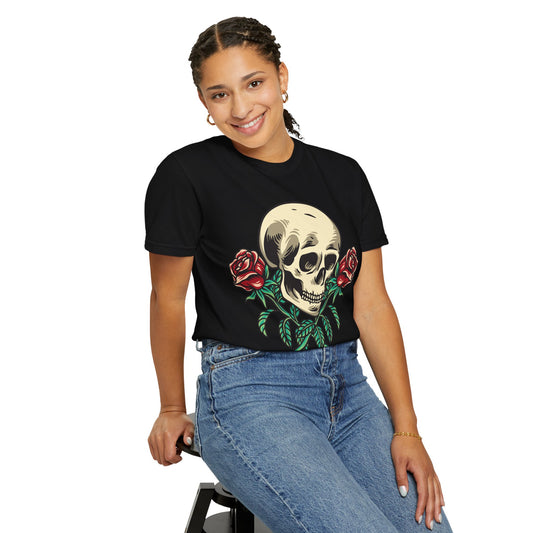 Skull and Roses - Unisex Garment-Dyed T-shirt