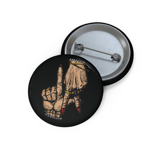 Custom Pin Buttons - Stylish Hand Gesture Design for Artistic Expression