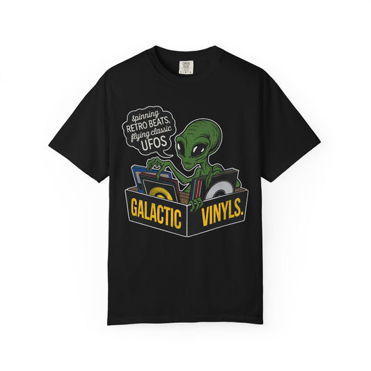 Galactic Vinyls Unisex T-shirt - Retro Alien Music Tee