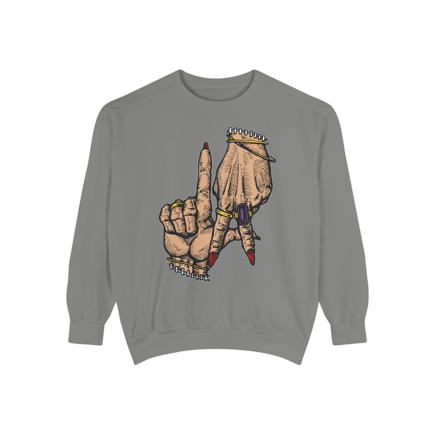 Unisex Garment-Dyed Sweatshirt with Bold Hand Design