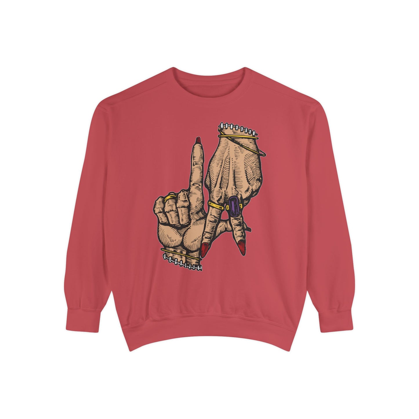 Unisex Garment-Dyed Sweatshirt with Bold Hand Design