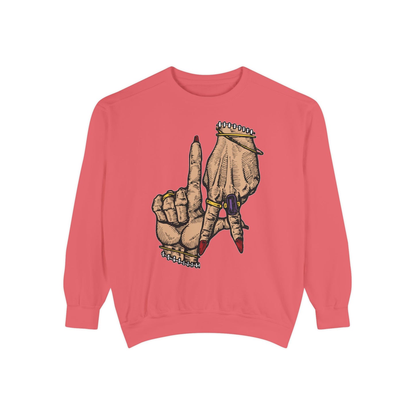 Unisex Garment-Dyed Sweatshirt with Bold Hand Design