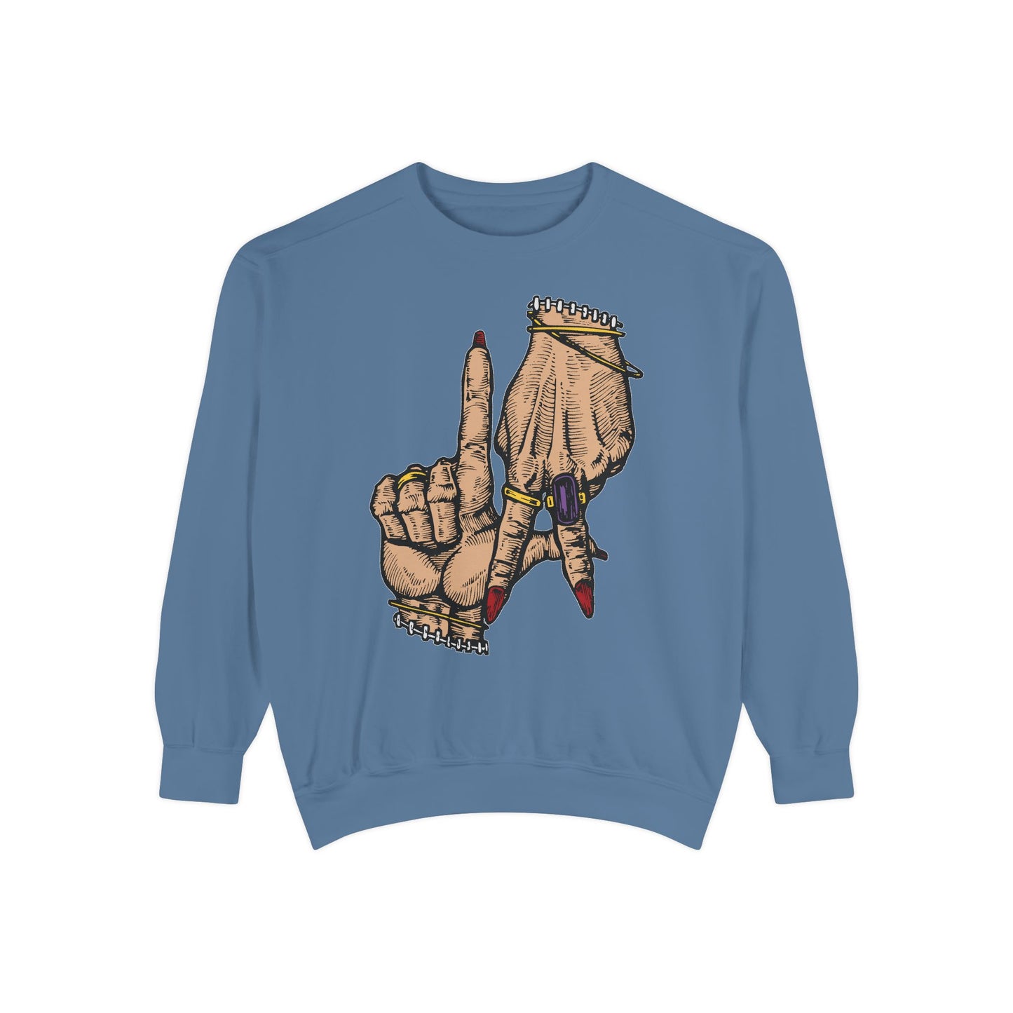 Unisex Garment-Dyed Sweatshirt with Bold Hand Design